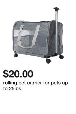 Five Below Rolling pet carrier for pets up to 25lbs offer