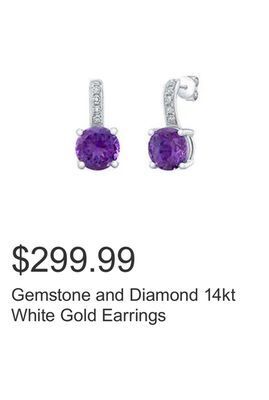 Costco Gemstone and diamond 14kt white gold earrings offer