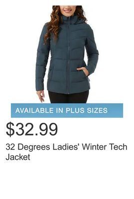 Costco 32 degrees ladies' winter tech jacket offer