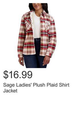 Costco Sage ladies' plush plaid shirt jacket offer