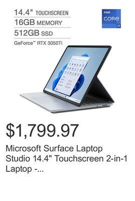 Microsoft surface laptop studio 14.4 touchscreen 2-in-1 laptop - 11th gen intel core i7-11370h