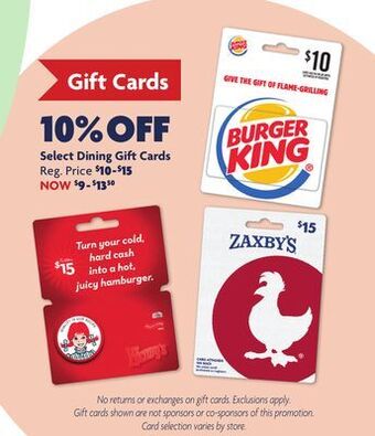 Family Dollar Select dining gift cards offer