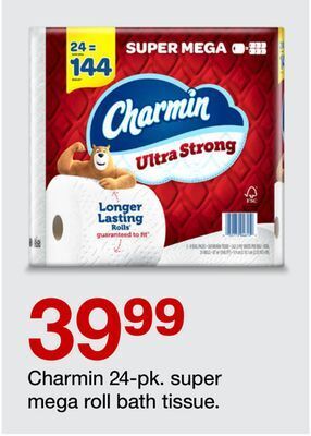 Target Charmin 24-pk. super mega roll bath tissue offer