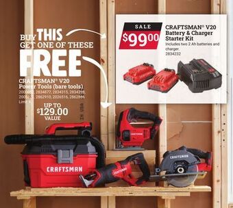 Ace Hardware Craftsman v20 battery & charger starter kit offer