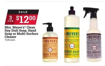 Ace Hardware Mrs. meyer's clean day dish soap, hand soap or multi-surface cleaner offer