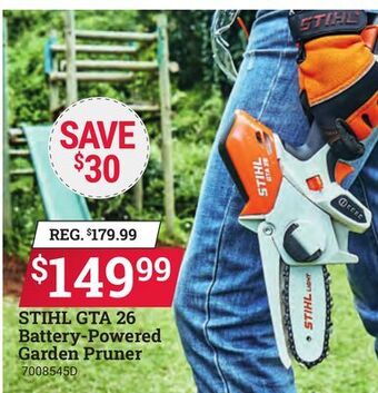Ace Hardware Stihl gta 26 battery-powered garden pruner offer