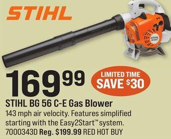 Ace Hardware Stihl bg 56 c-e gas blower offer