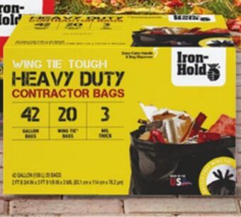 Ace Hardware Iron-hold heavy duty contractor trash bags offer