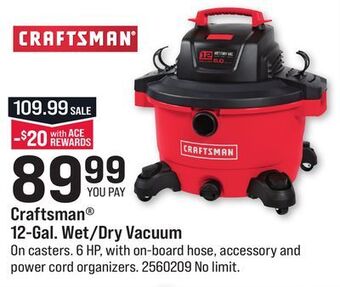Ace Hardware Craftsman 12-gal. wet/dry vacuum offer