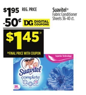 Dollar General Suavitel fabric conditioner sheets offer