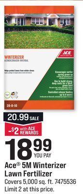 Ace Hardware Ace 5m winterizer lawn fertilizer offer
