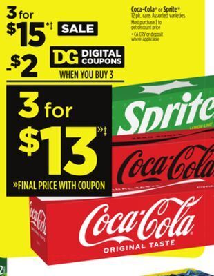 Dollar General Coca-cola or sprite offer