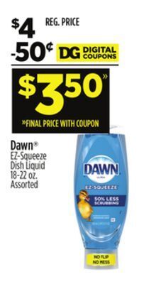 Dollar General Dawn ez-squeeze dish liquid offer
