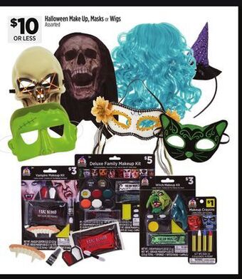 Dollar General Halloween make up, masks or wigs offer