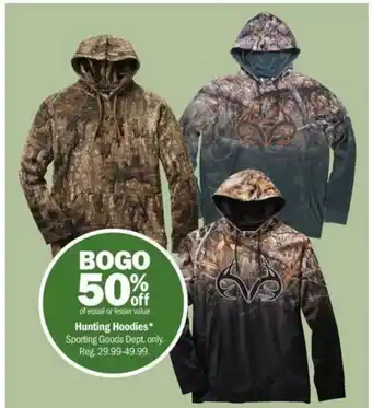 Meijer Hunting Hoodies Bogo 50% Off offer