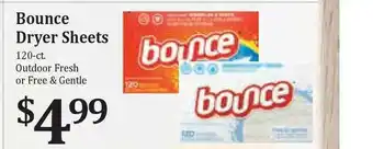 Rosauers Bounce Dryer Sheets 120-Ct Outdoor Fresh Or Free & Gentle offer