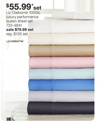 JC Penney Liz claiborne 1000tc luxury performance queen sheet set offer