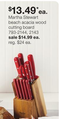 JC Penney Martha stewart beach acacia wood cutting board offer