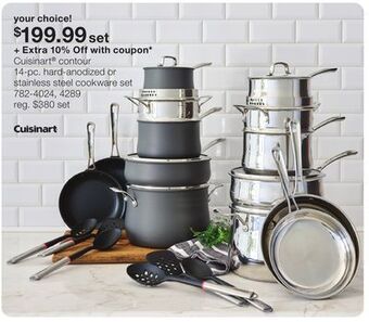 JC Penney Cuisinart contour 14-pc. hard-anodized or stainless steel cookware set offer