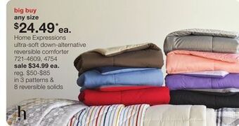 JC Penney Home expressions ultra-soft down-alternative reversible comforter offer