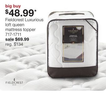 JC Penney Fieldcrest luxurious loft queen mattress topper offer