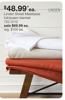 JC Penney Linden street matelasse full/queen blanket offer