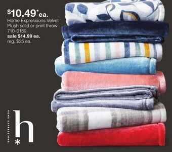 JC Penney Home expressions velvet plush solid or print throw offer