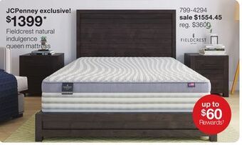 JC Penney Fieldcrest natural indulgence queen mattress offer
