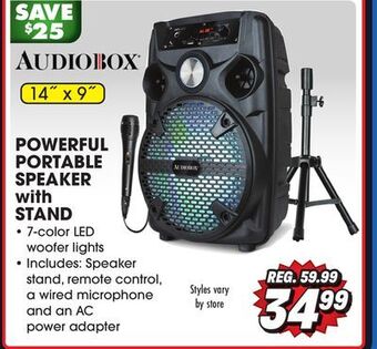 Big 5 Audiobox powerful portable speaker with stand offer