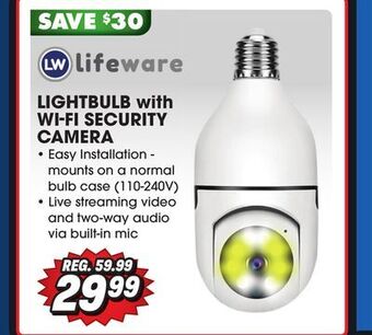 Big 5 Lifeware lightbulb with wi-fi security camera offer