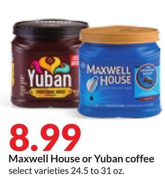 Hy-Vee Maxwell house or yuban coffee offer