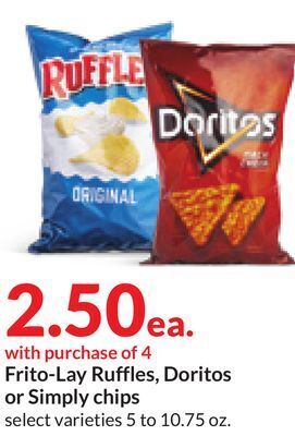 Hy-Vee Frito-lay ruffles, doritos or simply chips offer