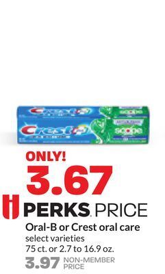 Hy-Vee Oral-b or crest oral care offer