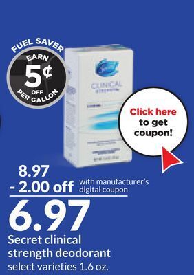 Hy-Vee Secret clinical strength deodorant offer