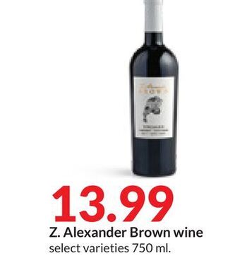 Hy-Vee Z. alexander brown wine offer