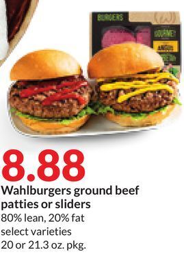 Hy-Vee Wahlburgers ground beef patties or sliders offer