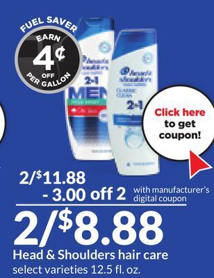 Hy-Vee Head & shoulders hair care offer