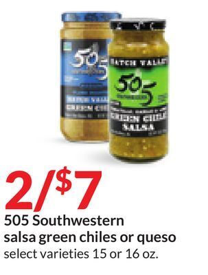 Hy-Vee 505 southwestern salsa green chiles or queso offer