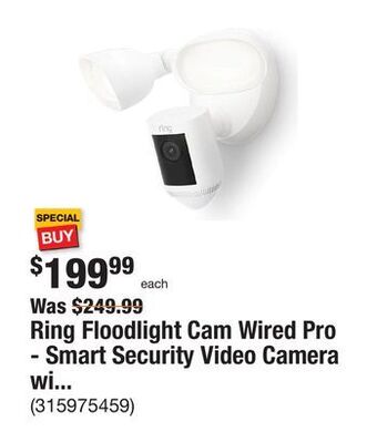 The Home Depot Ring floodlight cam wired pro - smart security video camera with 2 led lights, dual band wifi, 3d motion detection, white offer