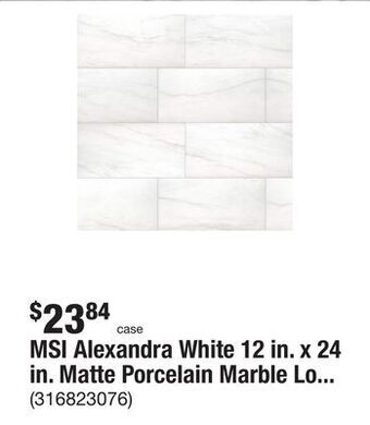 The Home Depot Msi alexandra white 12 in. x 24 in. matte porcelain marble look floor and wall tile (16 sq. ft./case) offer