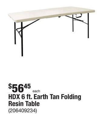 The Home Depot Hdx 6 ft. earth tan folding resin table offer