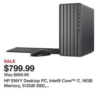 Office Depot Hp envy desktop pc, intel core i7, 16gb memory, 512gb ssd, windows 11 home offer