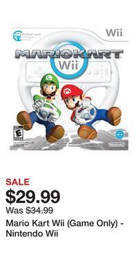 Game Stop Mario kart wii (game only) - nintendo wii offer