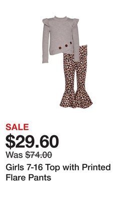 Belk Girls 7-16 top with printed flare pants offer