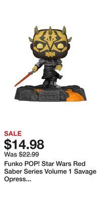 Game Stop Funko pop! star wars red saber series volume 1 savage opress 4.52-in vinyl bobblehead gamestop exclusive offer