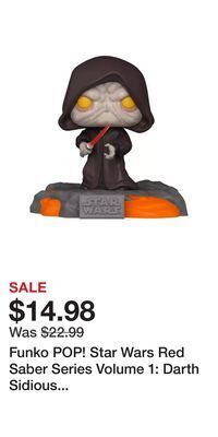 Game Stop Funko pop! star wars red saber series volume 1: darth sidious glow-in-the-dark bobblehead gamestop exclusive offer