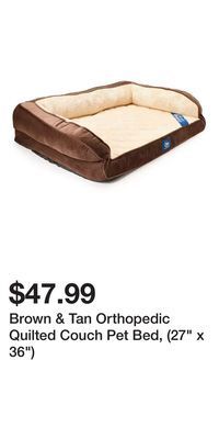 Big Lots Brown & tan orthopedic quilted couch pet bed, (27 x 36) offer
