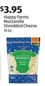 Aldi Happy Farms Mozzarella Shredded Cheese offer