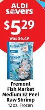 Aldi Fremont Fish Market Medium EZ Peel Raw Shrimp offer