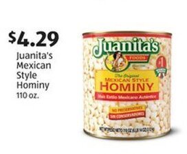 Aldi Juanita's Mexican Style Hominy 110 oz. offer